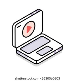 Trendy isometric icon representing an online course interface