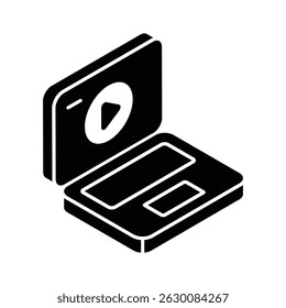 Trendy isometric icon representing an online course interface
