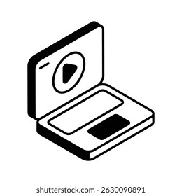 Trendy isometric icon representing an online course interface