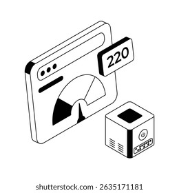 Trendy isometric icon representing web performance tracking