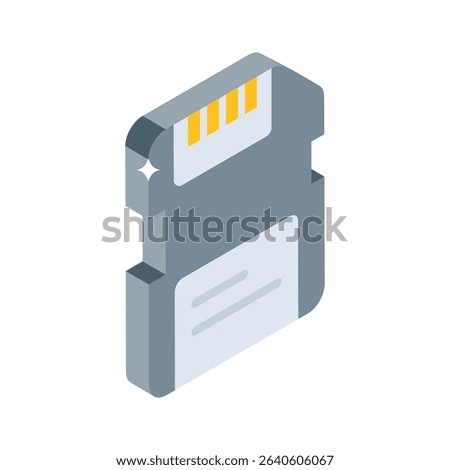 Trendy isometric icon of sd card with storage chip
