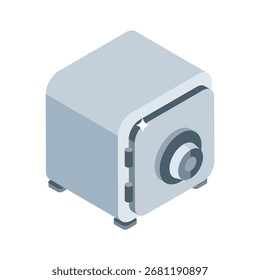 Icono isométrico de moda del acceso seguro de la bóveda de la compañía