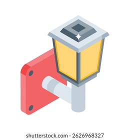 A trendy isometric icon showing classic wall lamp