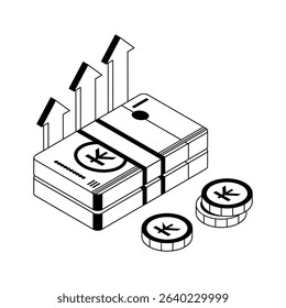 Trendy isometric icon showing concept of money growth