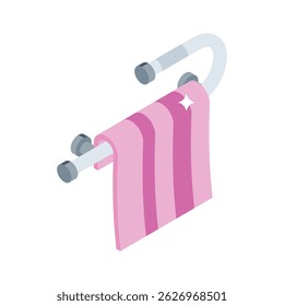 A trendy isometric icon showing hanging towel rack
