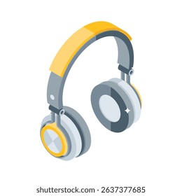 Trendy isometric icon showing headphones, easy to edit