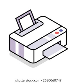 Trendy isometric icon showing a printer device
