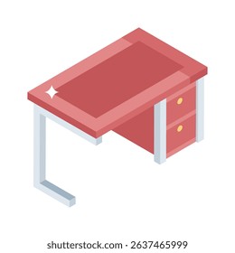 A trendy isometric icon showing wooden classroom table