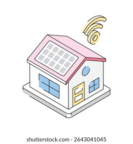 Trendy isometric icon of smart house with signals