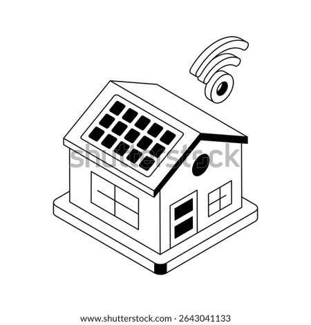 Trendy isometric icon of smart house with signals