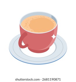 Trendy isometric icon of tea mug at workstation
