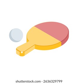 A trendy isometric icon of tennis racket and ball