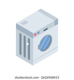A trendy isometric icon of washing machine appliance