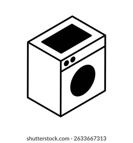 Trendy isometric icon of washing machine appliance