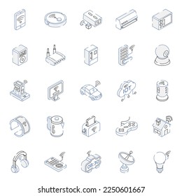 Trendy Isometric Icons of Iot

