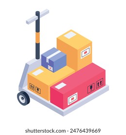 Trendy Isometric Icons of Relocation Service 

