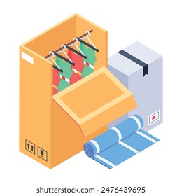 Trendy Isometric Icons of Relocation Service 

