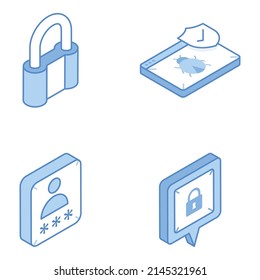 Trendy Isometric Icons of Security and Protection 

