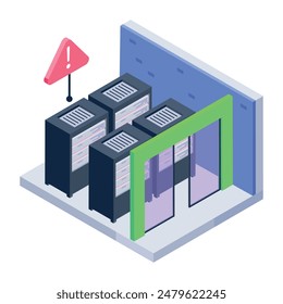 Trendy Isometric Icons of Server Racks

