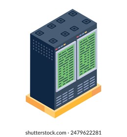 Trendy Isometric Icons of Server Racks

