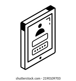 Trendy isometric line icon of password 