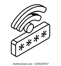 Trendy isometric line icon of password 