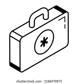 Trendy isometric outline icon of first aid 