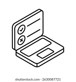Trendy isometric outline icon of online test paper