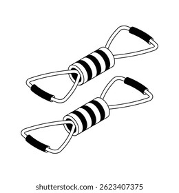Trendy isometric outline icon showing workout resistance band