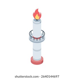 A trendy isometric style icon of high-pressure fire rig