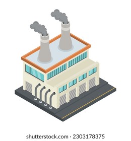 A trendy isometric style icon of industry 