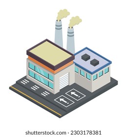 A trendy isometric style icon of industry 