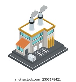 A trendy isometric style icon of industry 