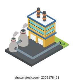 A trendy isometric style icon of industry 