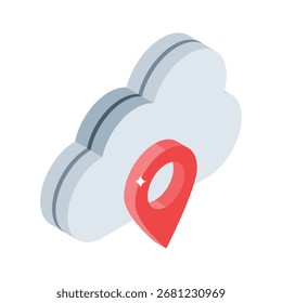 Ícone de estilo isométrico da moda de conexão em nuvem localizada