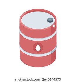 A trendy isometric style icon of oil barrel storage