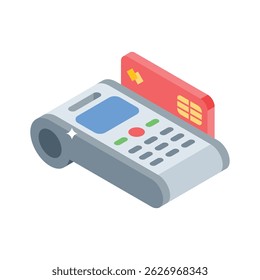 A trendy isometric style icon of pos machine
