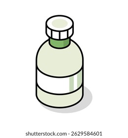 Trendy isometric style icon showing a syrup bottle