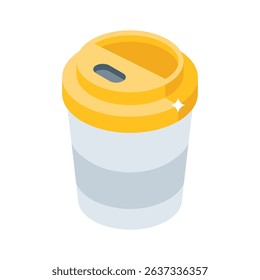 Trendy isometric style icon showing takeaway coffee mug