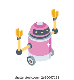 Un icono de estilo isométrico de moda de bot de ayuda inteligente