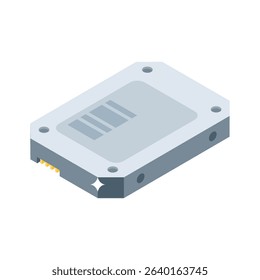 A trendy isometric style icon of ssd drive device