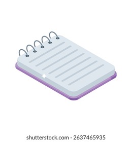 Trendy isometric style icon of student writing pad