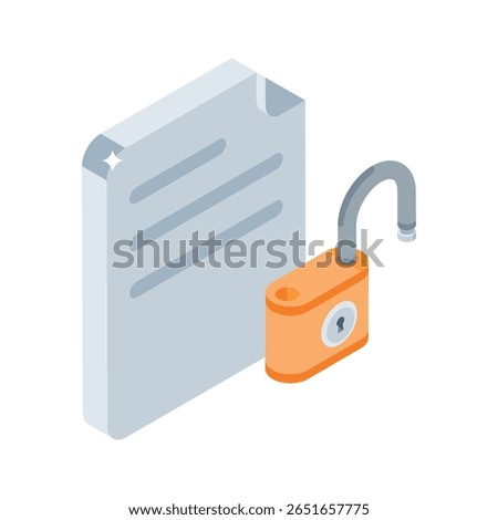Trendy isometric style icon of unsecure file