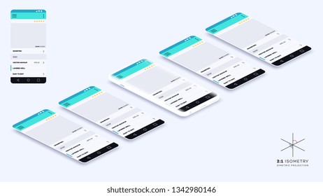 Trendy Isometric Vector Smartphone. Mobile App Showcase. Web Template Mockup With Isometric Mobile Phone.