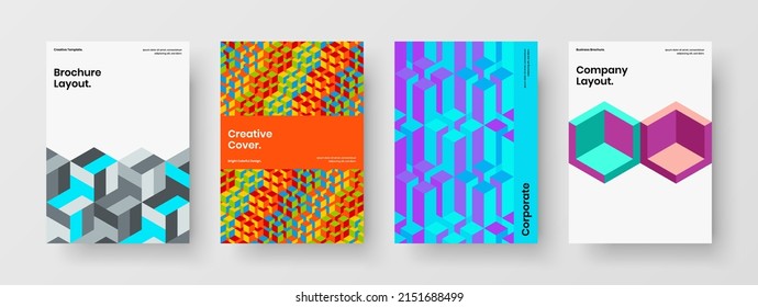 Ilustración de diseño vectorial A4 de la portada de la revista de moda. El mosaico asombroso da forma a la composición del concepto de folleto corporativo.