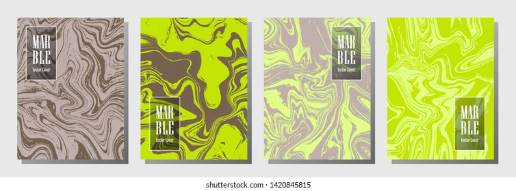 Trendy journal layouts set. Backdrop for binder template, corporate flyers. Annual report cover marble layouts set. Flyer, placard, report, journal, binder vectors, title place.