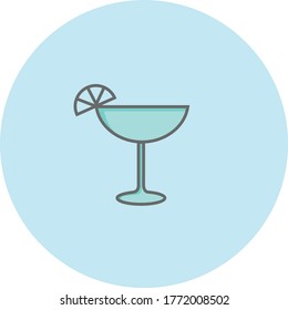 Trendy juice glass icon on blue background for web and mobile graphic.