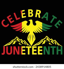 Trendy Juneteenth typography and graphic T-shirt design