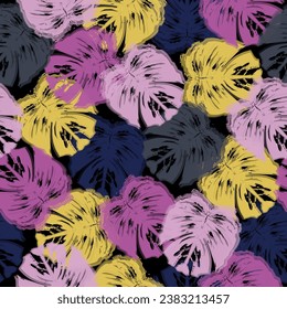  Trendy jungle colorful background design.  Nature textile fashion wallpaper print.