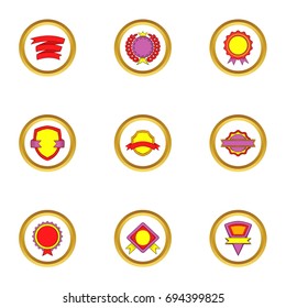 Trendy label icons set. Cartoon set of 9 trendy label vector icons for web isolated on white background